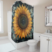 Ingewikkelde zonnebloem botanische kunst douchegordijn (In situ)