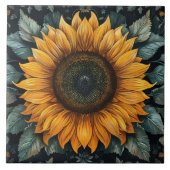 Ingewikkelde zonnebloem botanische kunst tegeltje (Voorkant)