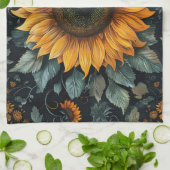 Ingewikkelde zonnebloem botanische kunst theedoek (Gevouwen)