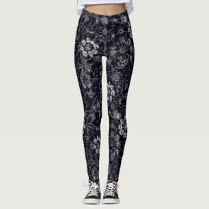 Ingewikkelde zwart-wit kant leggings