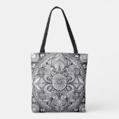 Ingewikkelde zwart-witte Mandala kunst Tote Bag (Achterkant)