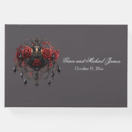 Ingewikkelde zwarte gotische kroonluchter bruiloft gastenboek