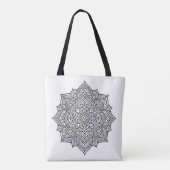 Ingewikkelde Zwarte Lijn Mandala Kunst Tote Bag (Achterkant)