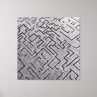 Ingewikkelde Zwarte & Witte Labyrint Doolhof Canvas Afdruk