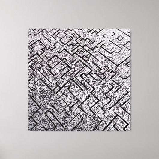 Ingewikkelde Zwarte & Witte Labyrint Doolhof Canvas Afdruk (Voorkant)