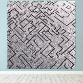 Ingewikkelde Zwarte & Witte Labyrint Doolhof Canvas Afdruk (Insitu (Houten vloer))