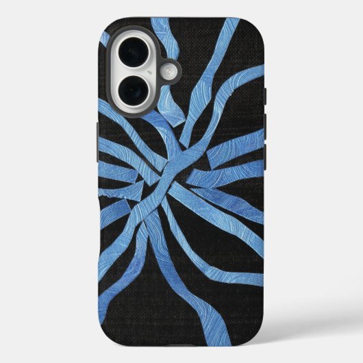 Ingewoven blauwe stroken tegen zwart Case-Mate iPhone case (Achterkant)