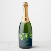 Ingezeteld met liefdesgroen Deep Blue Weddenschap Sparkling Wijnetiket (Voorkant)