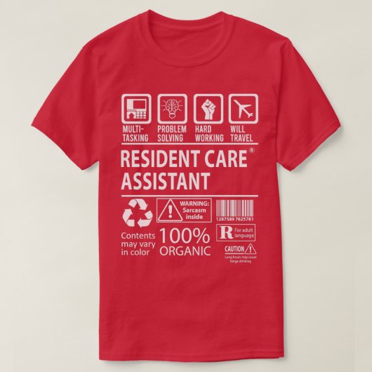 Ingezeten zorgassistent MultiTasking Certified Job T-shirt (Design voorkant)