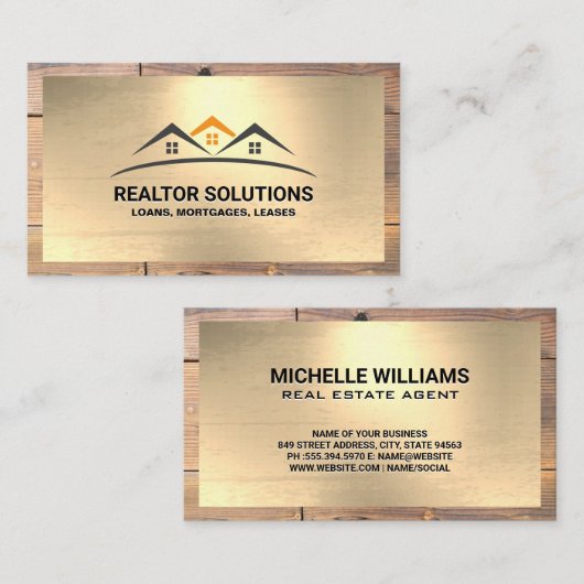 Ingezetenen onroerend goed | Goud- en houtgrens Visitekaartje (Voorkant / Achterkant)