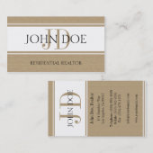 Ingezetenen Realtor Real Estate Monogram Dark Tan Visitekaartje (Voorkant / Achterkant)
