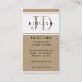 Ingezetenen Realtor Real Estate Monogram Dark Tan Visitekaartje (Achterkant)