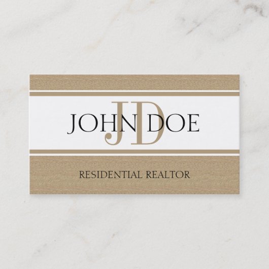 Ingezetenen Realtor Real Estate Monogram Dark Tan Visitekaartje (Voorkant)