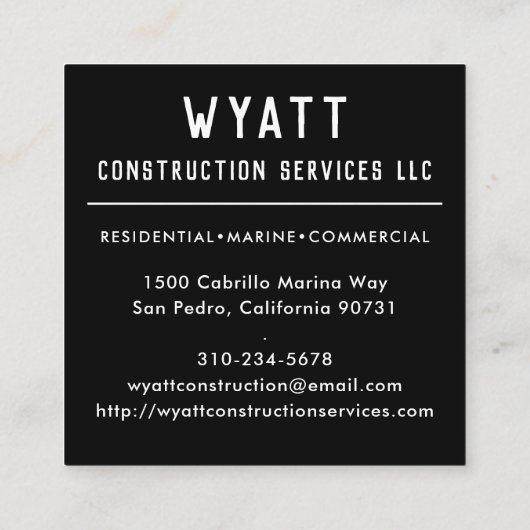 Ingezetenen voor commerciële scheepvaart vierkante visitekaartje (Achterkant)