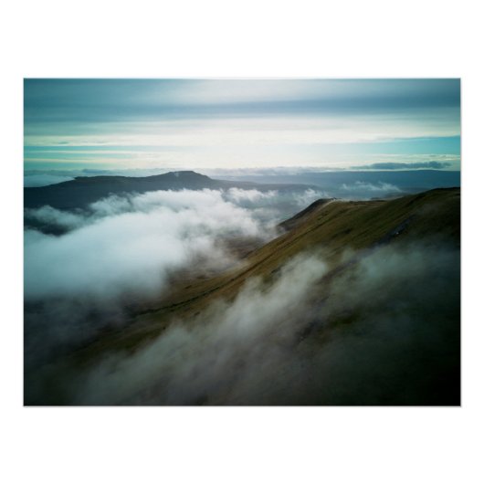 Ingleborough gezien vanaf Whernside Perfect Poster (Voorkant)