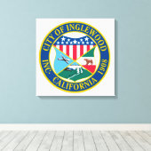 Inglewood California City Seal Canvas Afdruk (Insitu (Houten vloer))