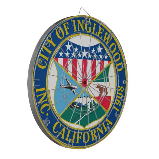 Inglewood California City Seal Dartbord (Voorkant Links)