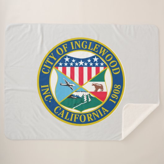 Inglewood California City Seal Sherpa Deken (Voorkant (horizontaal))
