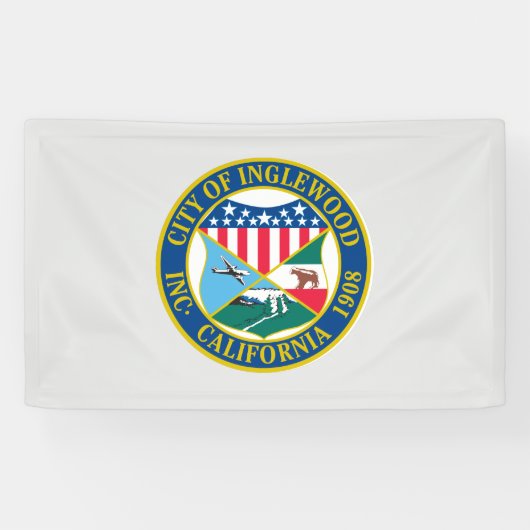 Inglewood California City Seal Spandoek (Horizontaal)