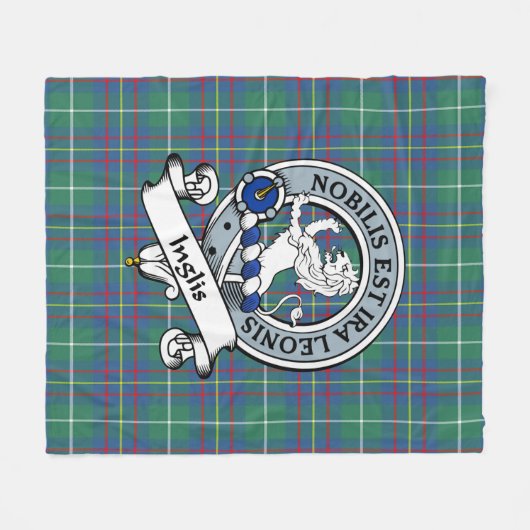 Inglis Ancient Clan badge Tartan Pset Fleece Deken (Voorkant (Horizontaal))