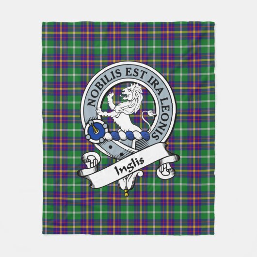 Inglis Clan Badge Tartan Pset Fleece Deken (Voorkant)