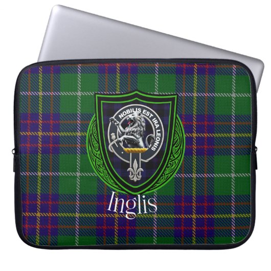 Inglis Scottish Clan Tartan and Crest  Laptop Sleeve (Voorkant)