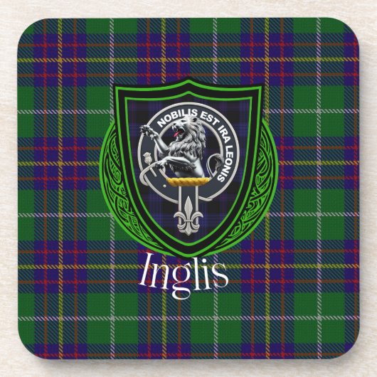 Inglis Scottish Clan Tartan & Crest Bier Onderzetter (Voorkant)