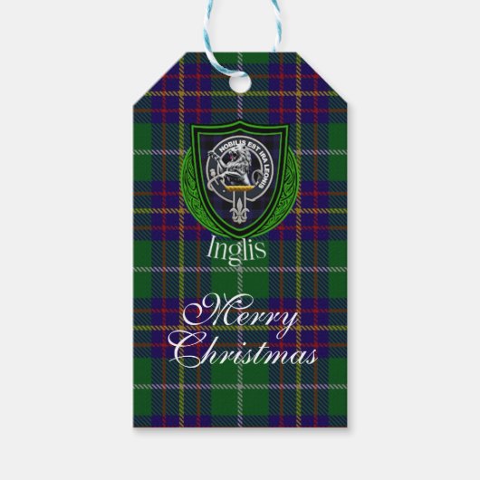 Inglis Scottish Clan Tartan & Crest Cadeaulabel (Voorkant)