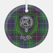 Inglis Scottish Clan Tartan & Crest Glas Ornament (Voorkant)