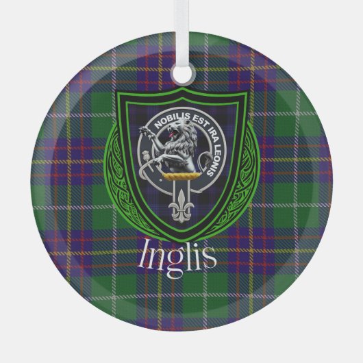 Inglis Scottish Clan Tartan & Crest Glas Ornament (Voorkant)
