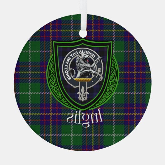 Inglis Scottish Clan Tartan & Crest Glas Ornament (Achterkant)