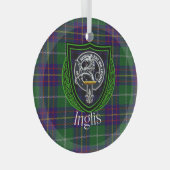 Inglis Scottish Clan Tartan & Crest Glas Ornament (Voorkant Rechts)