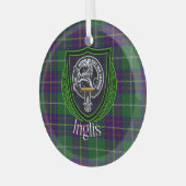 Inglis Scottish Clan Tartan & Crest Glas Ornament (Voorkant links)