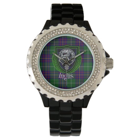 Inglis Scottish Clan Tartan & Crest Horloge (Voorkant)
