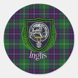 Inglis Scottish Clan Tartan & Crest Ronde Sticker