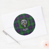 Inglis Scottish Clan Tartan & Crest Ronde Sticker (Envelop)