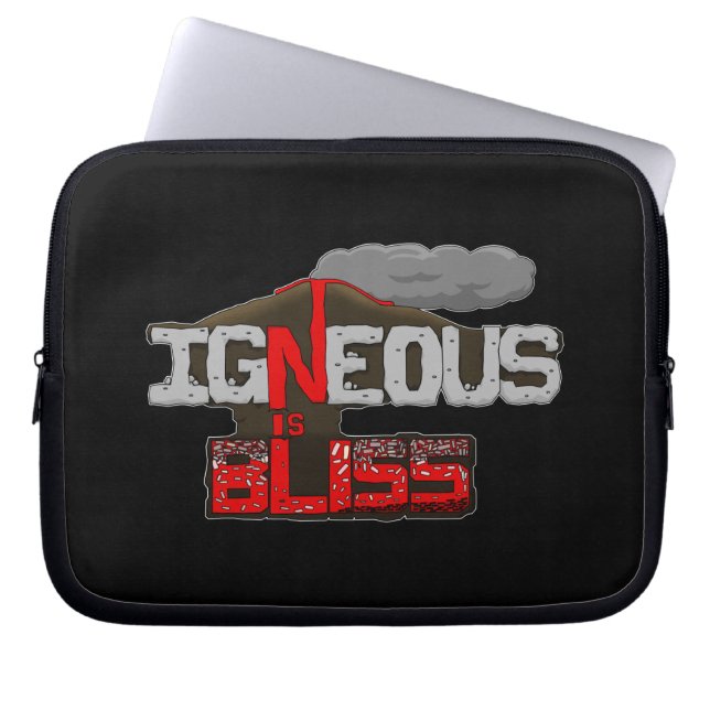 "Ingneous is Bliss" Vulkaan Pun Laptop Sleeve (Voorkant)
