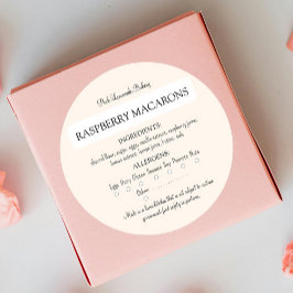 Ingrediënt en Allergeen Voedseletiket Ronde Sticker