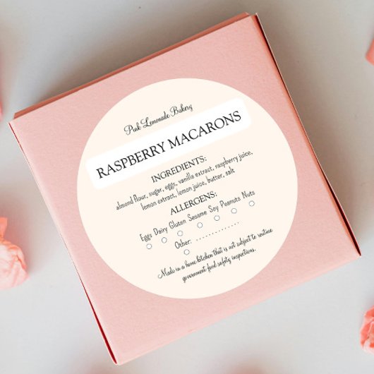 Ingrediënt en Allergeen Voedseletiket Ronde Sticker