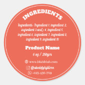 Ingrediënt Product Label Sticker (Voorkant)