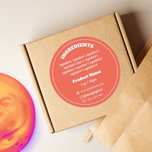 Ingrediënt Product Label Sticker