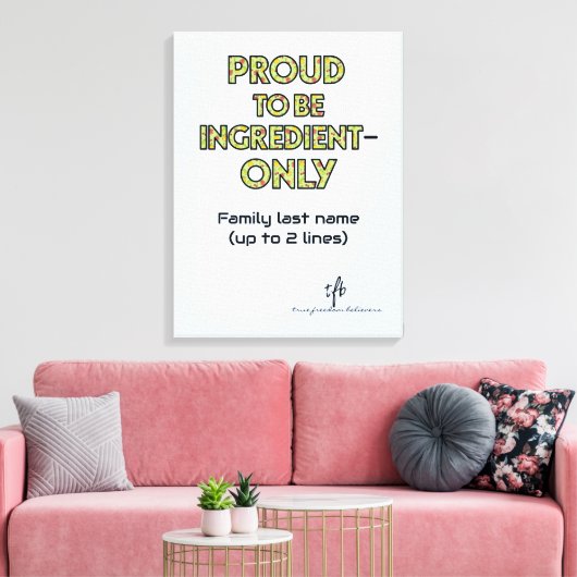 Ingrediënt-slechts Huishouden Canvas Afdruk (Insitu (Woonkamer))