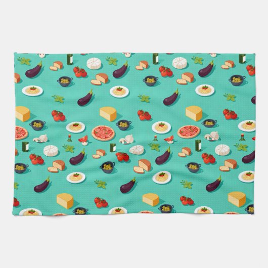 ingredient vegetables pasta and pizza theedoek (Horizontaal)