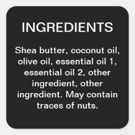 Ingrediënten eenvoudige zakelijke product label st