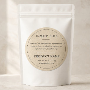 Ingrediënten Klein Zakelijk Merk Productlabel Ronde Sticker