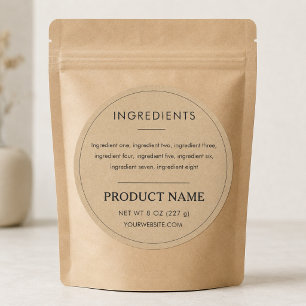 Ingrediënten Kraft Papier Productlabel Ronde Sticker