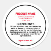 Ingrediënten Label met product- en maker-informati (Voorkant)