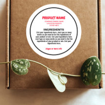 Ingrediënten Label met product- en maker-informati