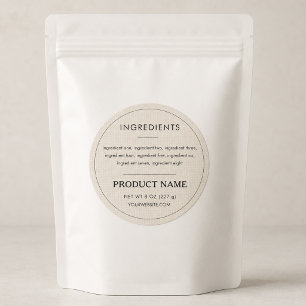 Ingrediënten Linen Small Business Productlabel Ronde Sticker