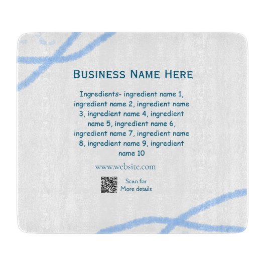 Ingrediënten naam voeg bedrijfsnaam website QR-cod Snijplank (Voorkant)